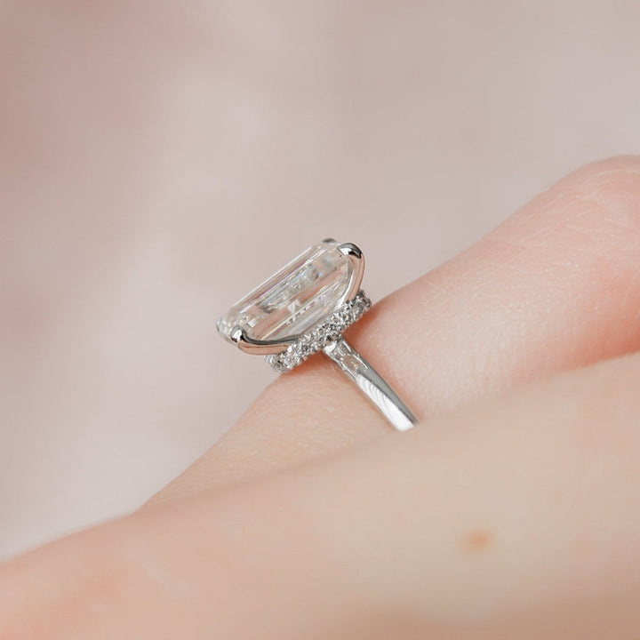 Moissanite 2.05 CT Emerald Cut Diamond Art Deco Wedding Ring