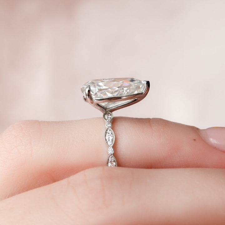 Moissanite 1.98 CT Pear Cut Diamond Boho & Hippie Wedding Ring