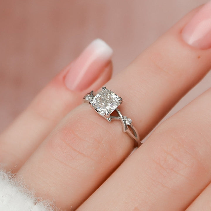 Moissanite 1.40 CT Cushion Cut Diamond Brutalist Anniversary Ring
