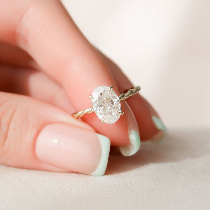 Moissanite 1.85 CT Oval Cut Diamond Minimalist Engagement Ring