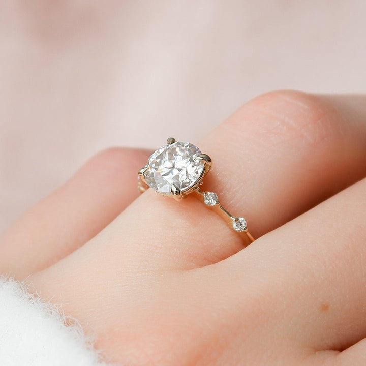 Moissanite 1.78 CT Round Cut Diamond Gothic Anniversary Ring