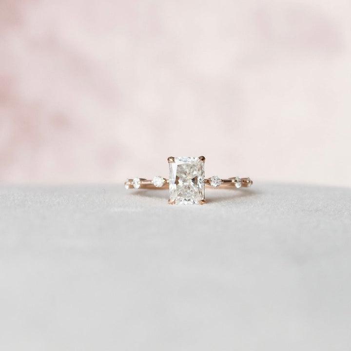Moissanite 1.90 CT Radiant Cut Diamond Mid-Century Wedding Ring