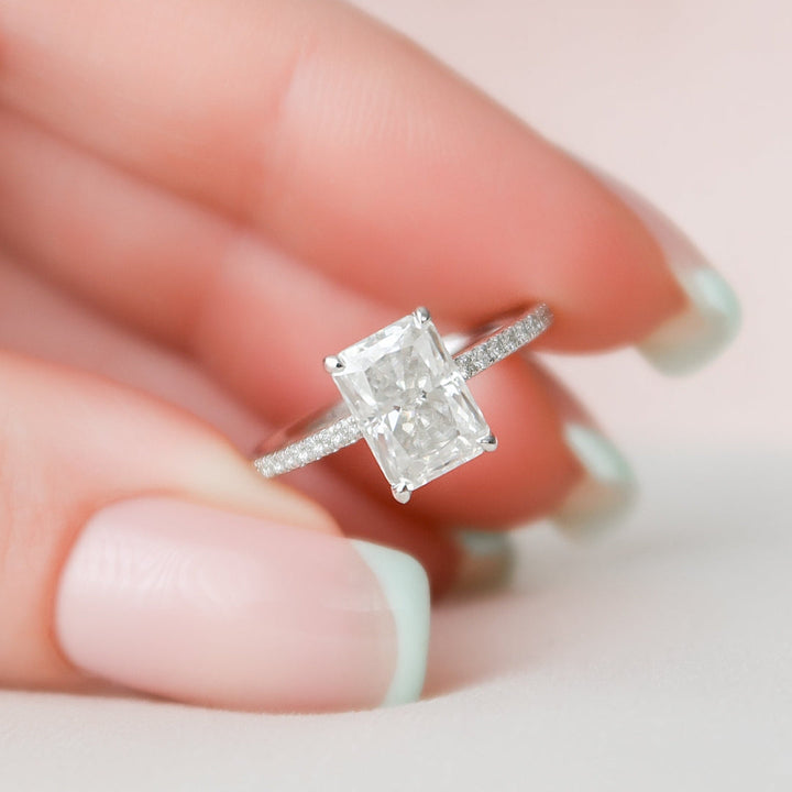 Moissanite 1.65 CT Radiant Cut Diamond Gothic Engagement Ring