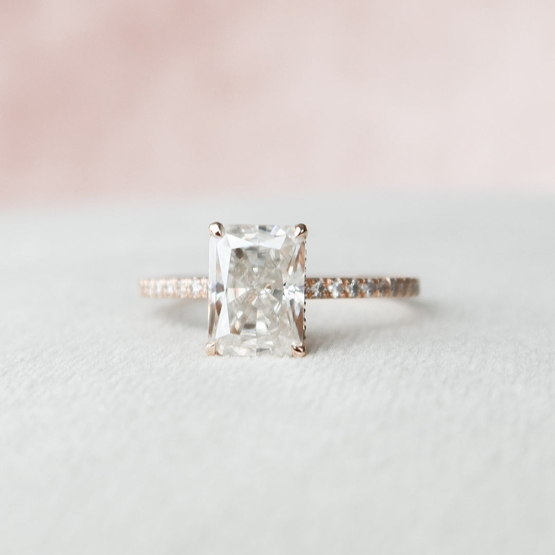 Moissanite 1.65 CT Radiant Cut Diamond Gothic Engagement Ring