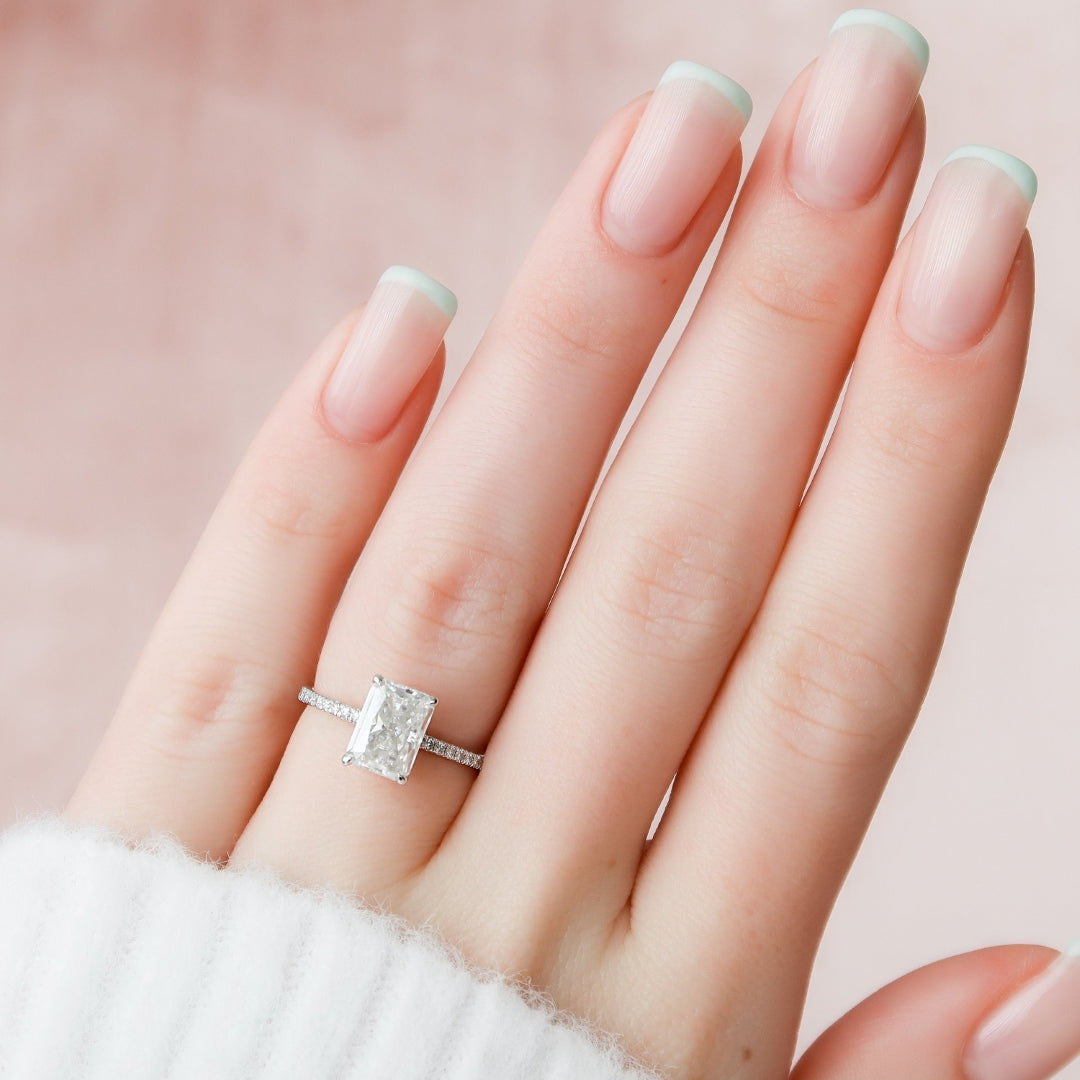 Moissanite 1.65 CT Radiant Cut Diamond Gothic Engagement Ring