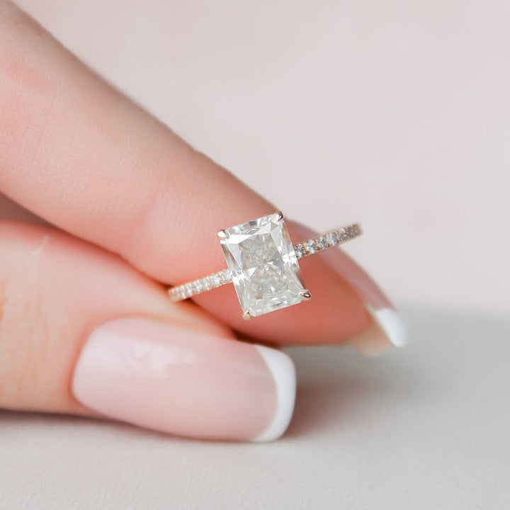 Moissanite 1.65 CT Radiant Cut Diamond Gothic Engagement Ring