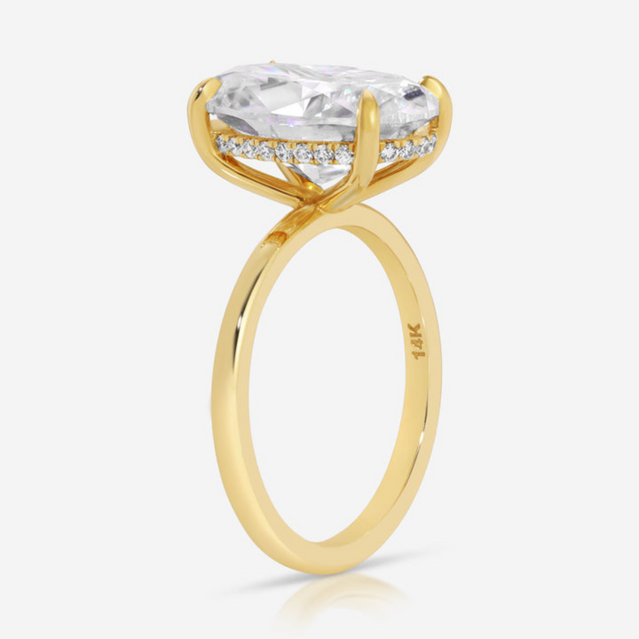Moissanite 7.50 CT Oval Cut Diamond Mid-Century Handmade Ring