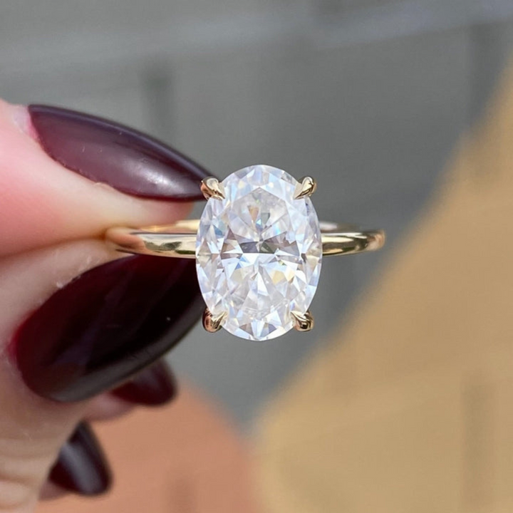 Moissanite 3.60 CT Oval Cut Diamond Minimalist Handmade Ring