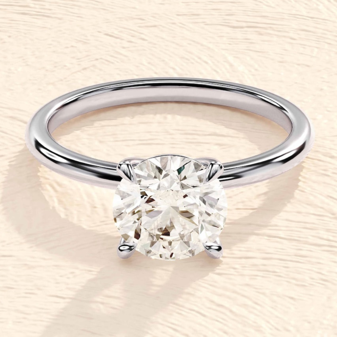 Moissanite 1.95 CT Round Cut Diamond Victorian Wedding Ring