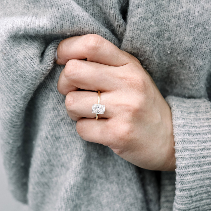 Moissanite 1.20 CT Cushion Cut Diamond Minimalist Handmade Ring