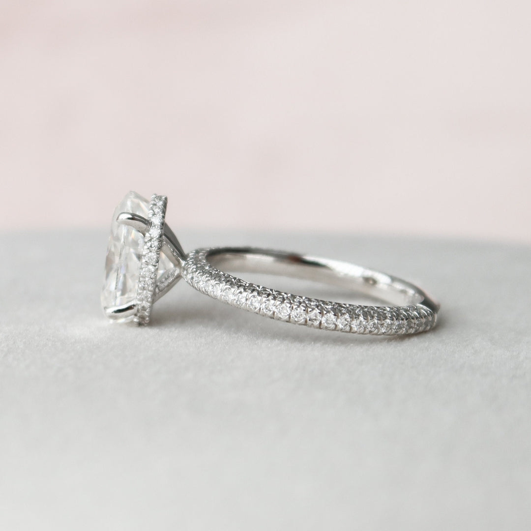 Moissanite 3.00 CT Oval Diamond Art Nouveau Wedding Ring