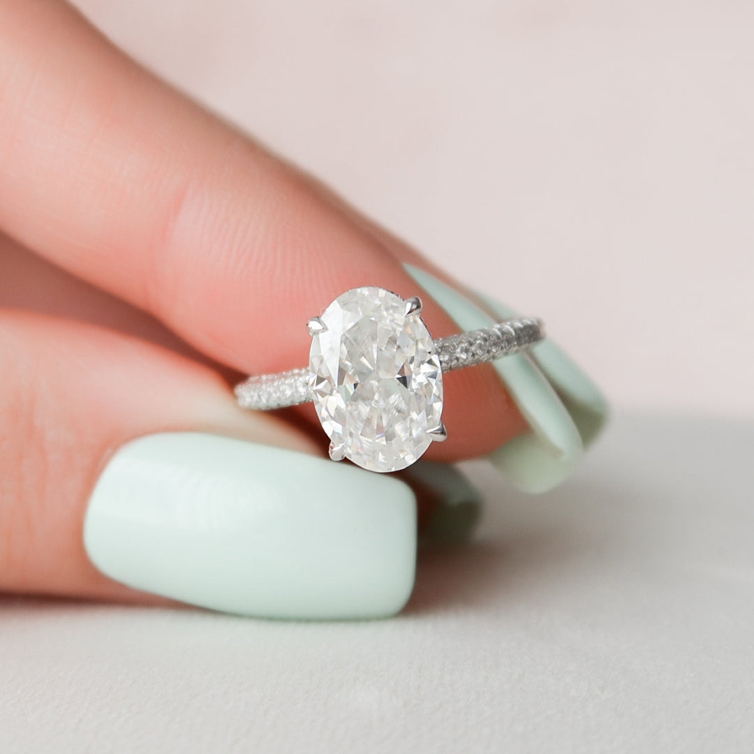 Moissanite 3.00 CT Oval Diamond Art Nouveau Wedding Ring