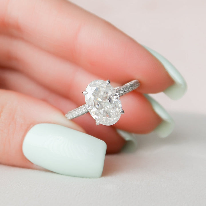 Moissanite 3.00 CT Oval Diamond Art Nouveau Wedding Ring