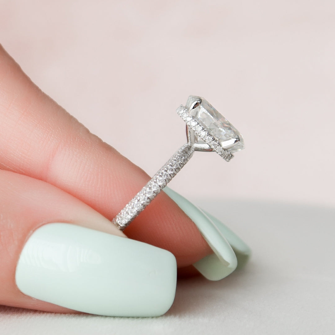 Moissanite 3.00 CT Oval Diamond Art Nouveau Wedding Ring