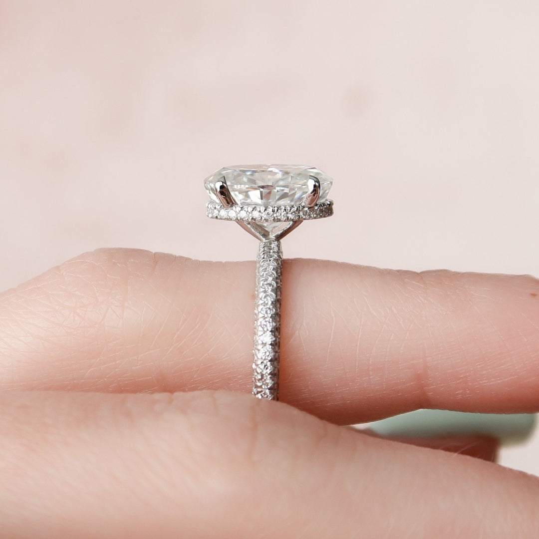 Moissanite 3.00 CT Oval Diamond Art Nouveau Wedding Ring