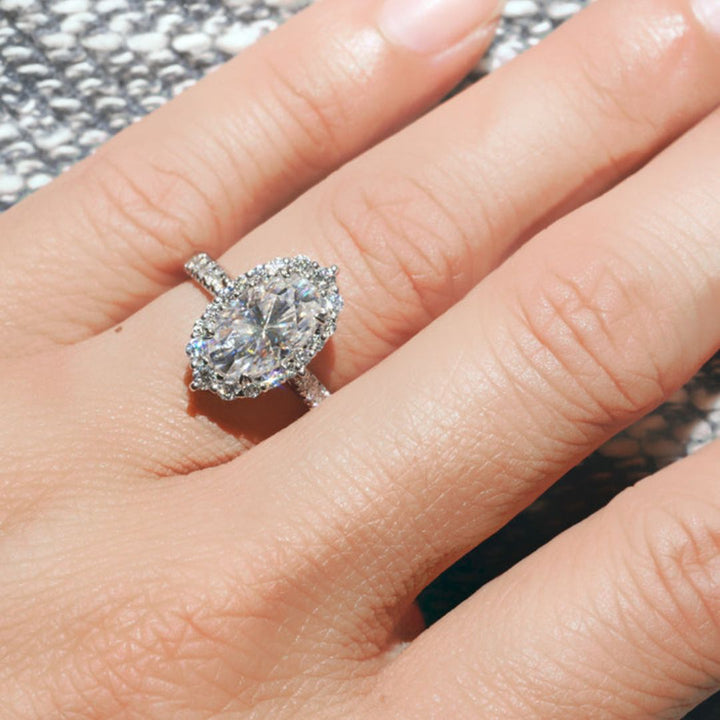 Moissanite 2.95 CT Oval Cut Diamond Art Nouveau Handmade Ring