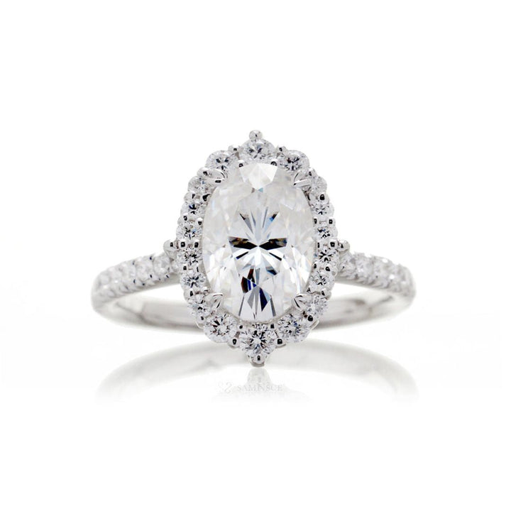 Moissanite 2.95 CT Oval Cut Diamond Art Nouveau Handmade Ring