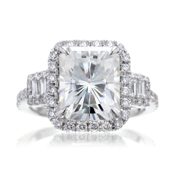 Moissanite 2.48 CT Radiant Cut Diamond Mid-Century Engagement Ring