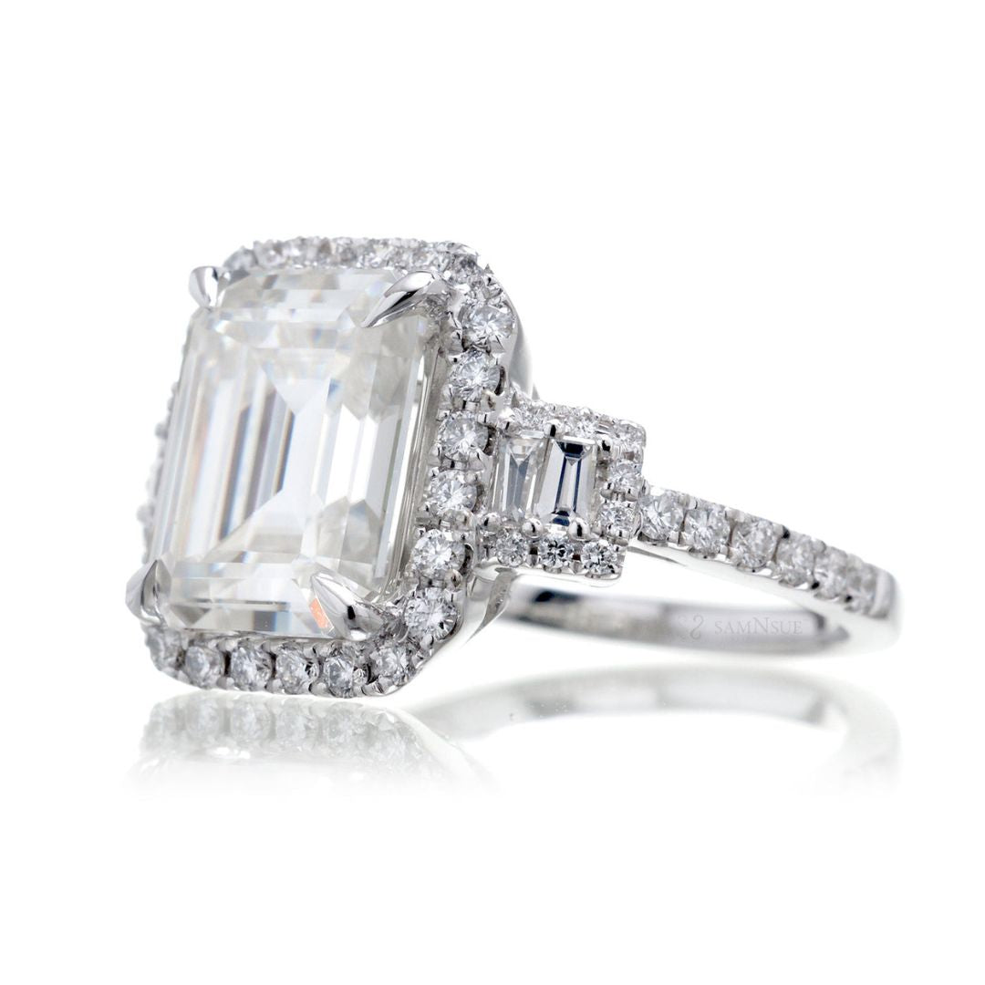 Moissanite 2.48 CT Radiant Cut Diamond Mid-Century Engagement Ring
