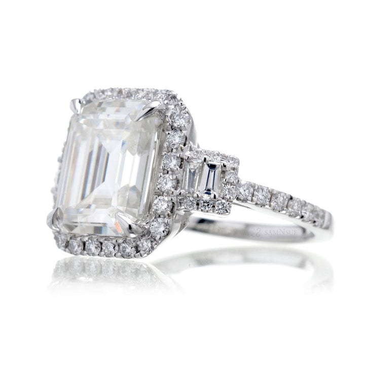 Moissanite 2.48 CT Radiant Cut Diamond Mid-Century Engagement Ring