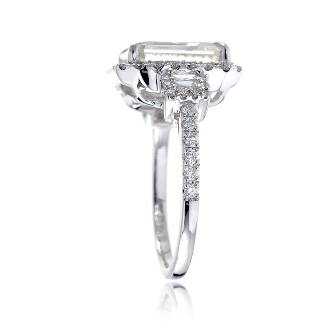 Moissanite 2.48 CT Radiant Cut Diamond Mid-Century Engagement Ring