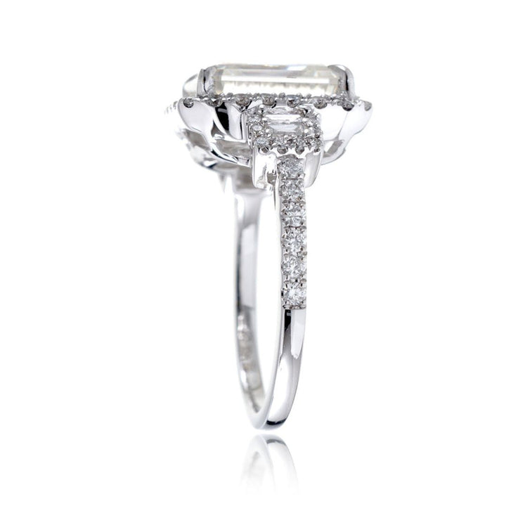 Moissanite 2.48 CT Radiant Cut Diamond Mid-Century Engagement Ring