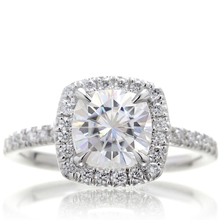 Moissanite 2.86 CT Cushion Cut Diamond Minimalist Wedding Ring