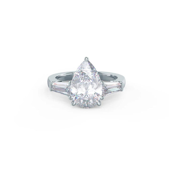 Moissanite 3.35 CT Pear Cut Diamond Art Deco Anniversary Ring