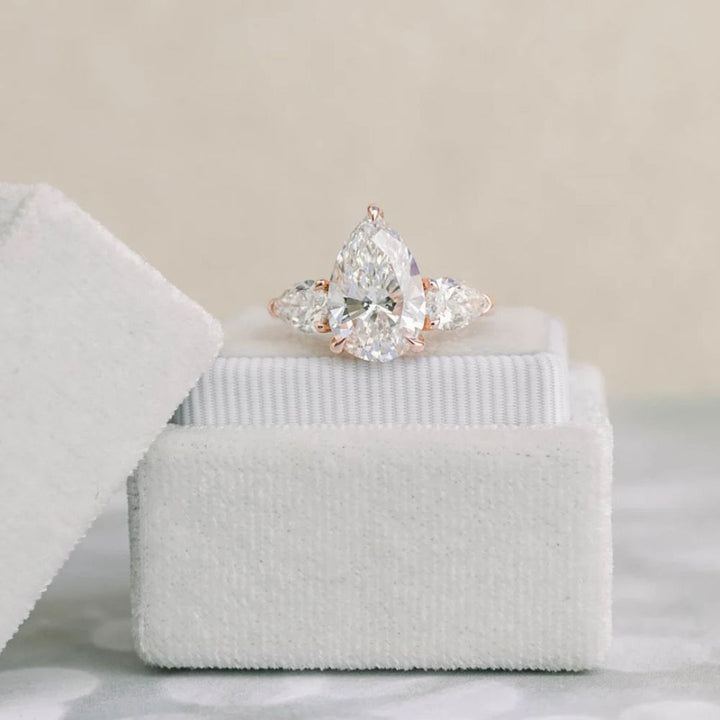 Moissanite 2.90 CT Pear Cut Diamond Mid-Century Handmade Ring
