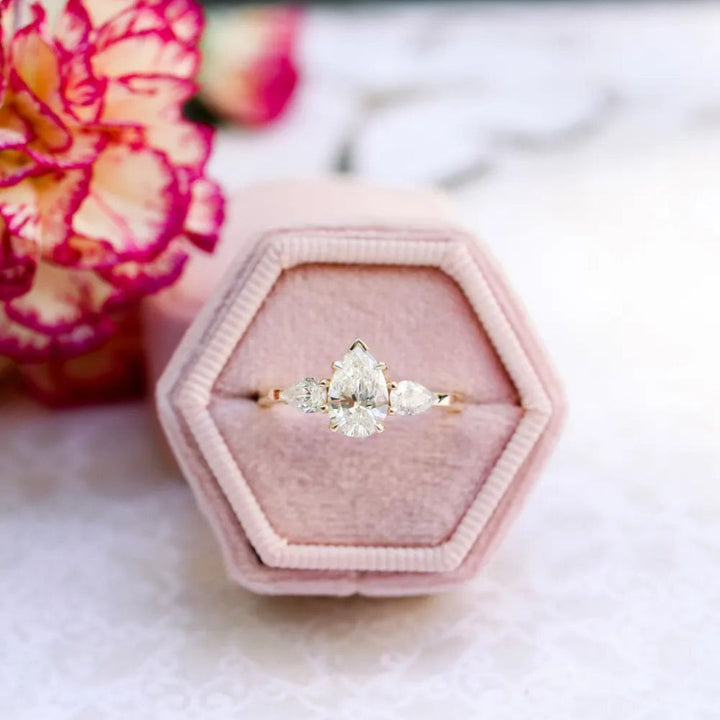 Moissanite 2.90 CT Pear Cut Diamond Mid-Century Handmade Ring