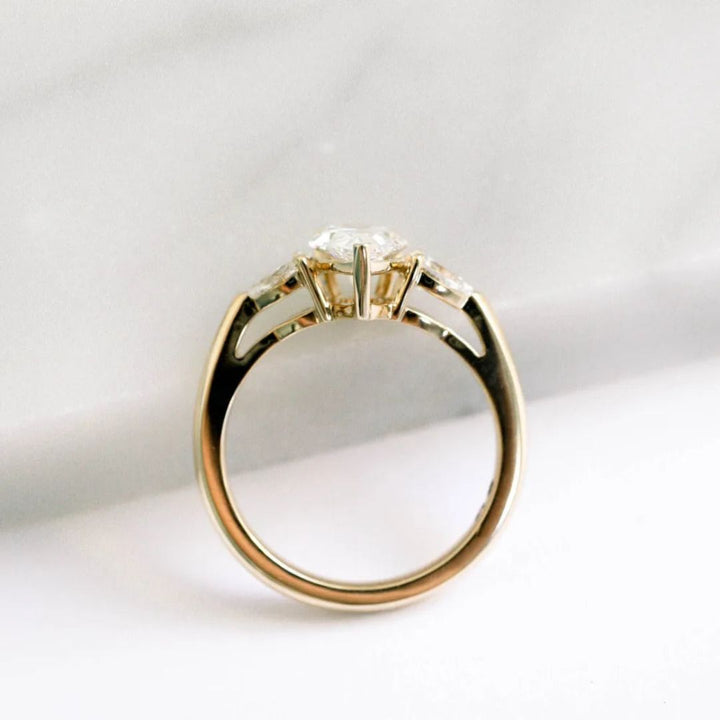 Moissanite 2.90 CT Pear Cut Diamond Mid-Century Handmade Ring