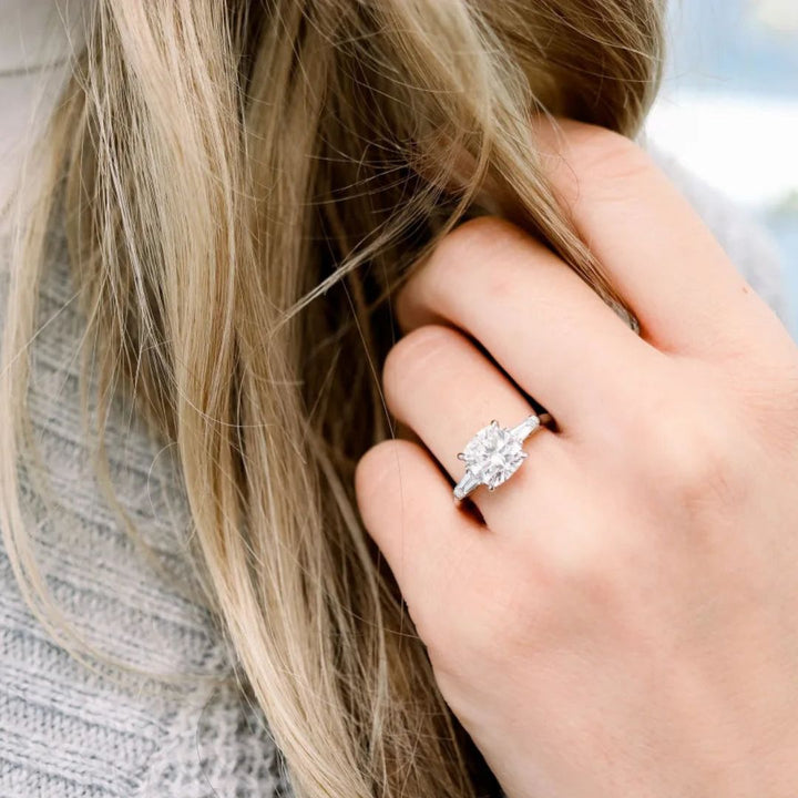 Moissanite 4.60 CT Cushion Cut Diamond Minimalist Handmade Ring