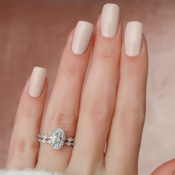 Moissanite 3.50 CT Oval Diamond Art Deco Engagement Ring
