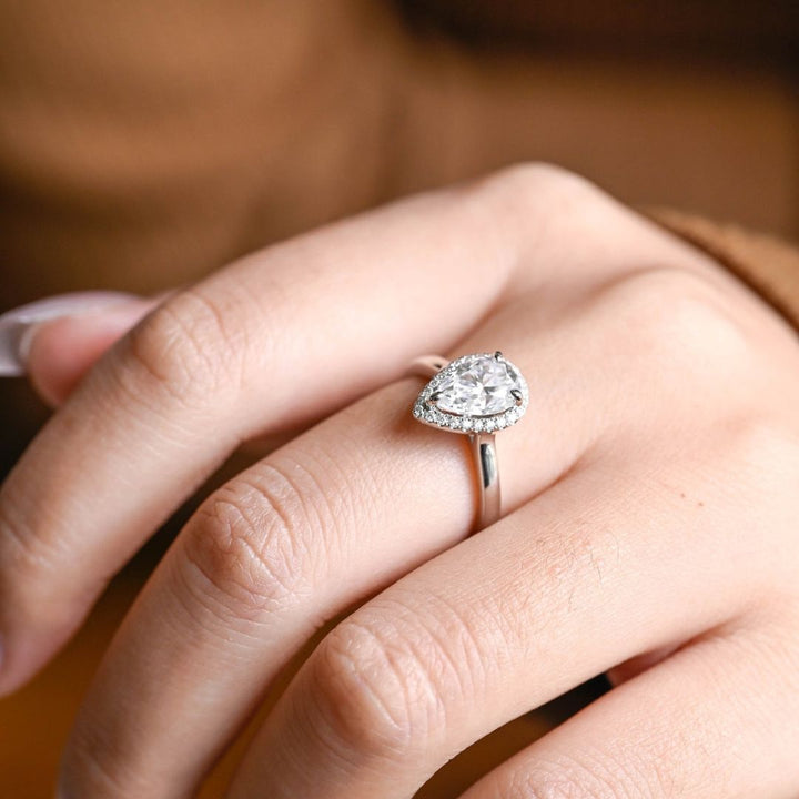 Moissanite 3.15 CT Pear Cut Diamond Avant Garde Wedding Ring