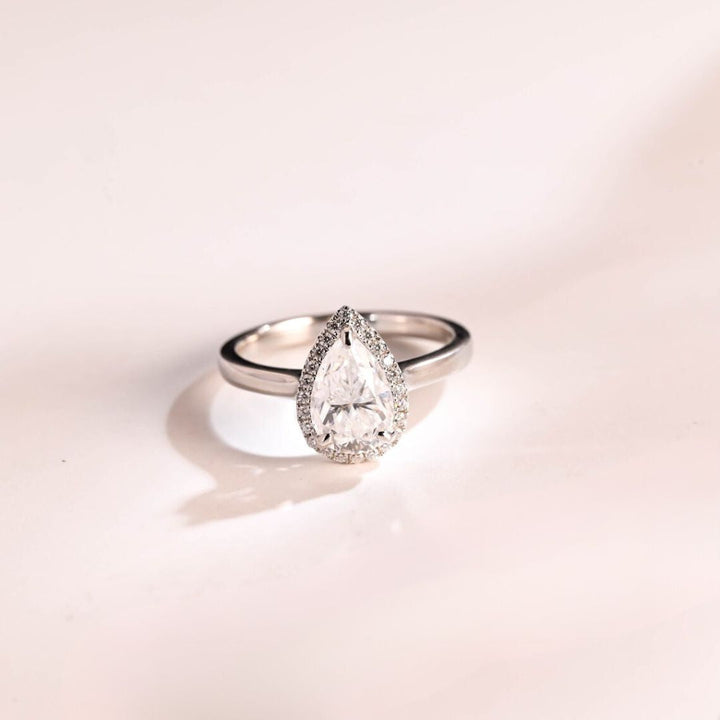 Moissanite 3.15 CT Pear Cut Diamond Avant Garde Wedding Ring
