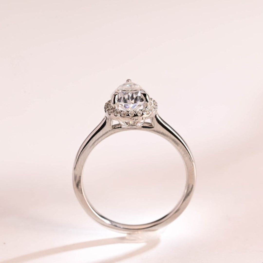 Moissanite 3.15 CT Pear Cut Diamond Avant Garde Wedding Ring
