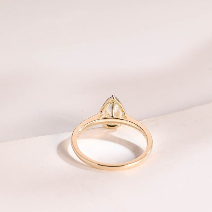 Moissanite 3.15 CT Pear Cut Diamond Avant Garde Wedding Ring