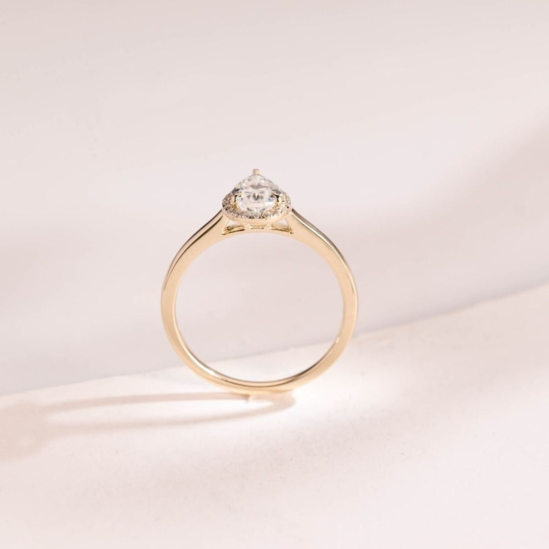Moissanite 3.15 CT Pear Cut Diamond Avant Garde Wedding Ring