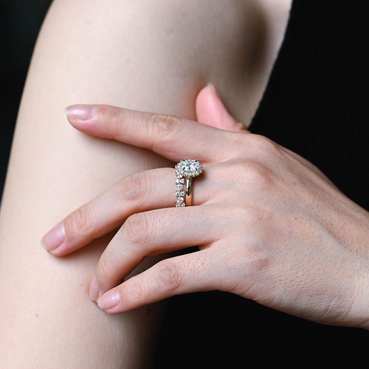 Moissanite 4.52 CT Oval Diamond Art Deco Wedding Ring