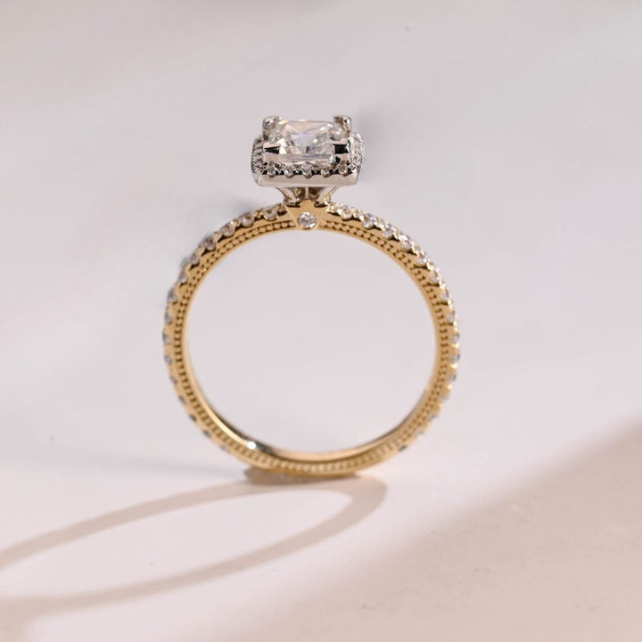 Moissanite 3.60 CT Princess Cut Diamond Avant Garde Engagement Ring
