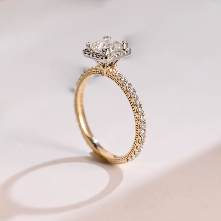 Moissanite 3.60 CT Princess Cut Diamond Avant Garde Engagement Ring