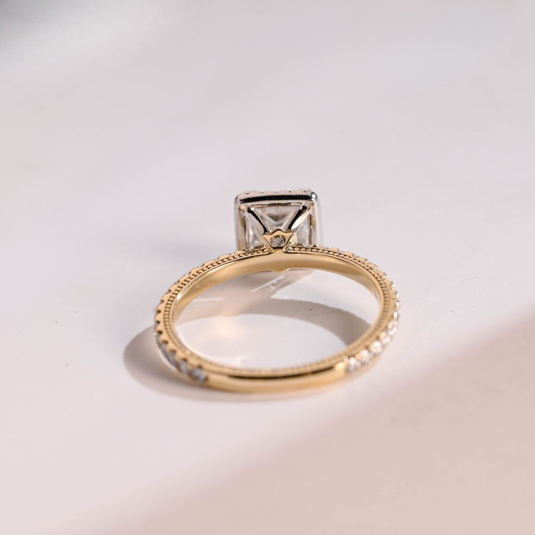 Moissanite 3.60 CT Princess Cut Diamond Avant Garde Engagement Ring
