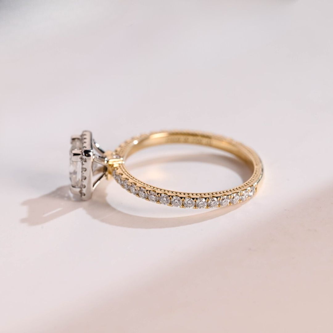 Moissanite 3.60 CT Princess Cut Diamond Avant Garde Engagement Ring