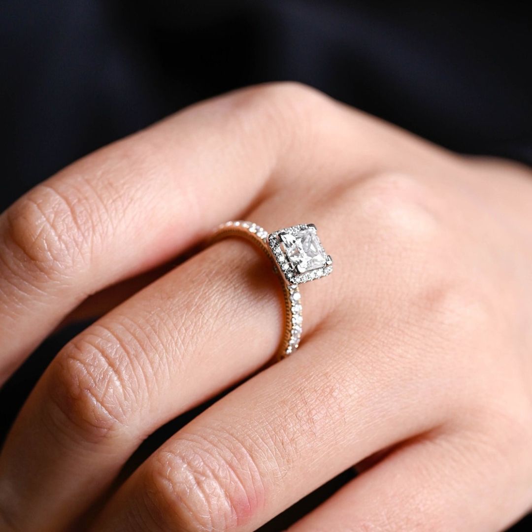 Moissanite 3.60 CT Princess Cut Diamond Avant Garde Engagement Ring