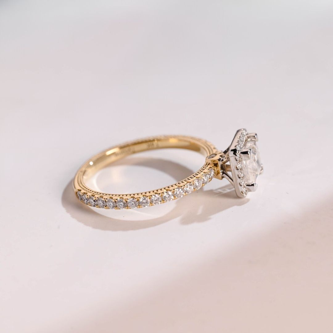 Moissanite 3.60 CT Princess Cut Diamond Avant Garde Engagement Ring