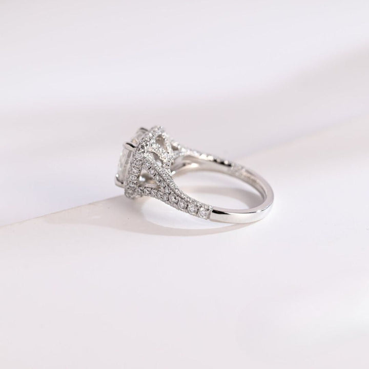 Moissanite 3.97 CT Cushion Cut Diamond Edwardian Handcrafted Ring