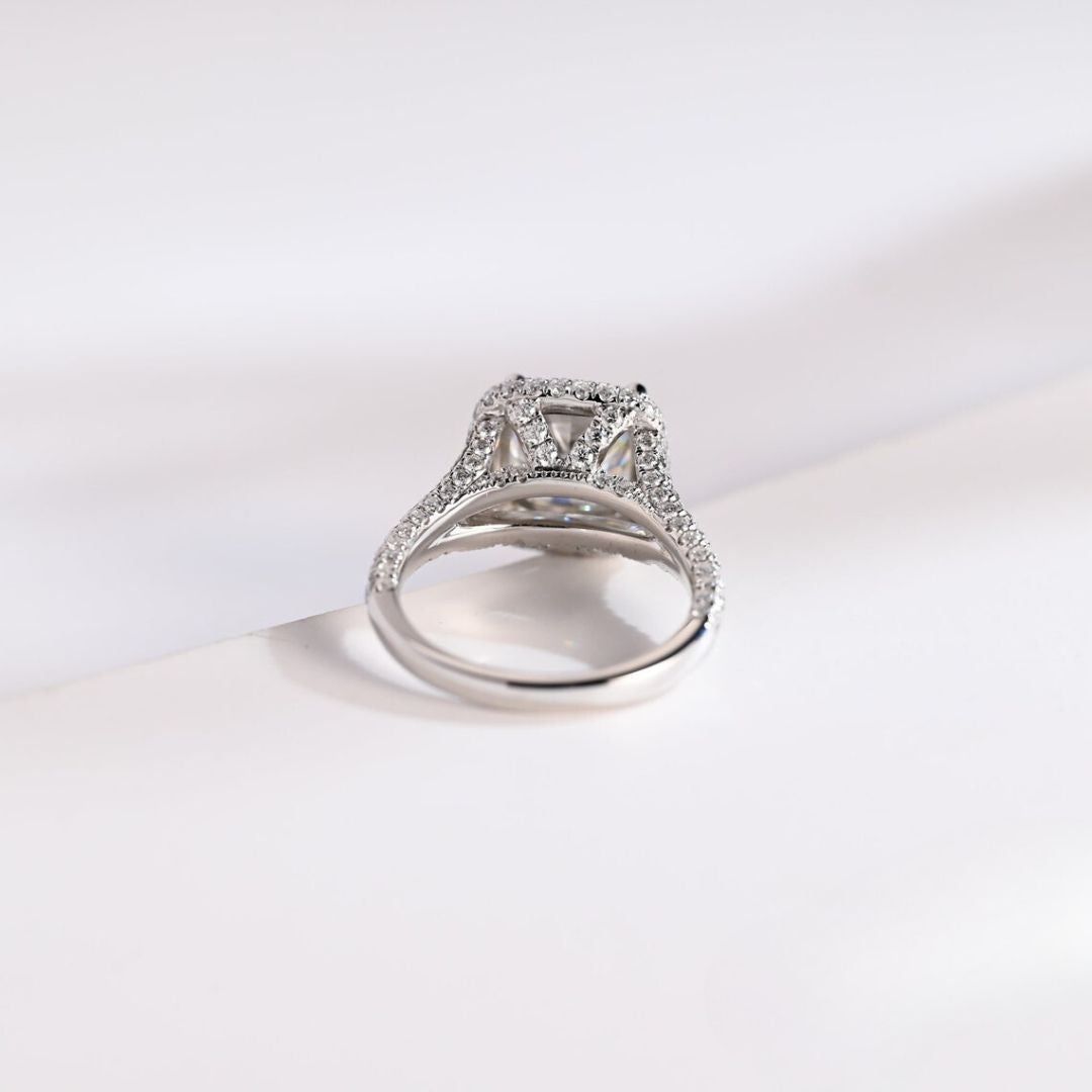 Moissanite 3.97 CT Cushion Cut Diamond Edwardian Handcrafted Ring