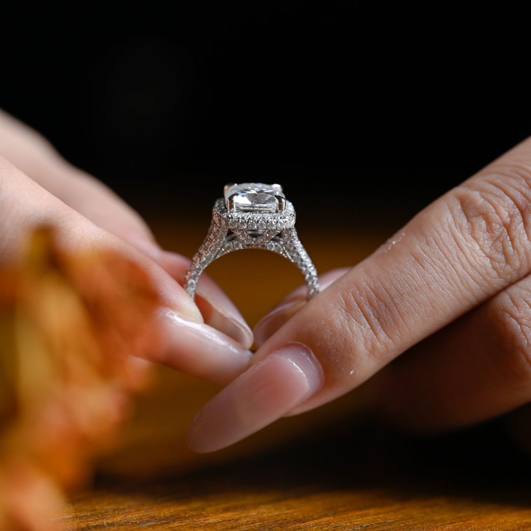 Moissanite 3.97 CT Cushion Cut Diamond Edwardian Handcrafted Ring