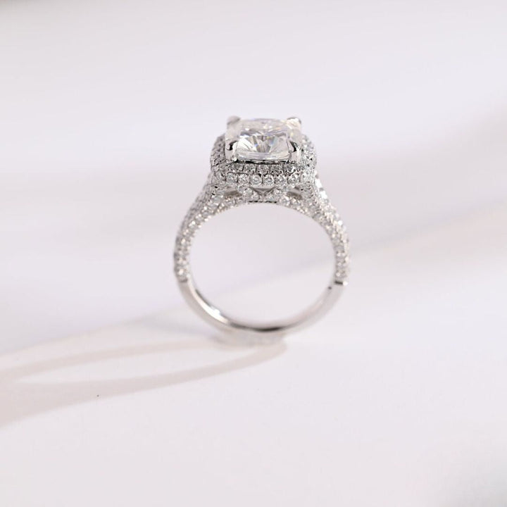 Moissanite 3.97 CT Cushion Cut Diamond Edwardian Handcrafted Ring