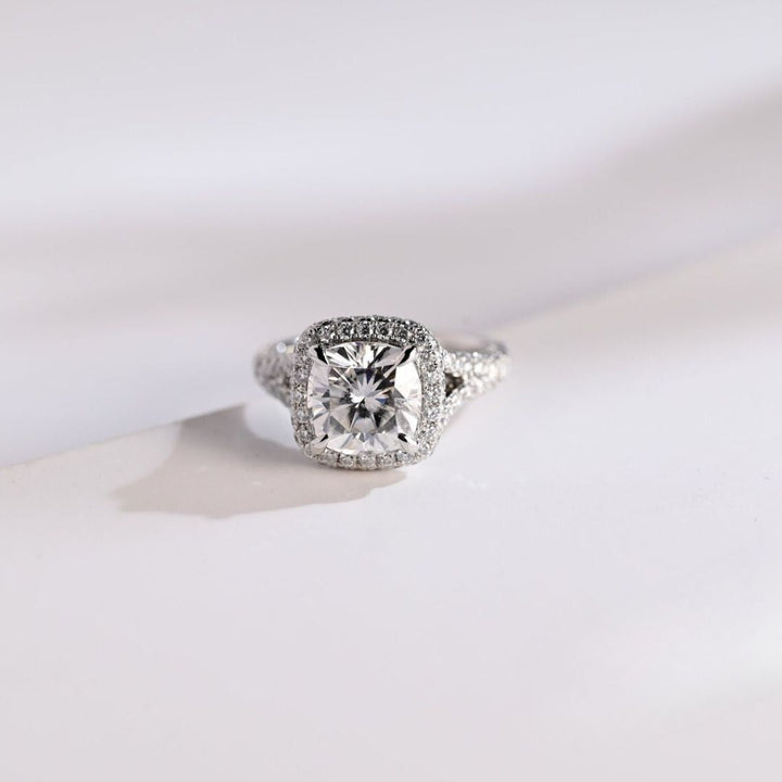 Moissanite 3.97 CT Cushion Cut Diamond Edwardian Handcrafted Ring
